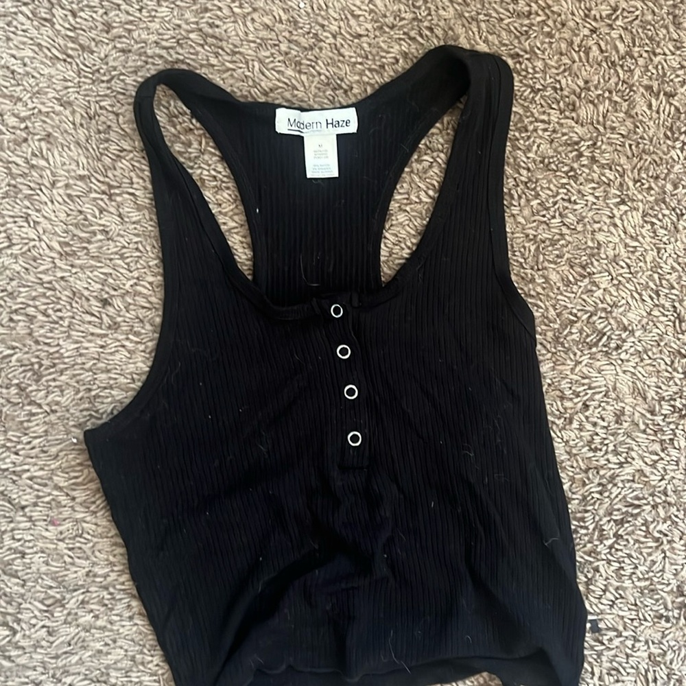 black button up tank